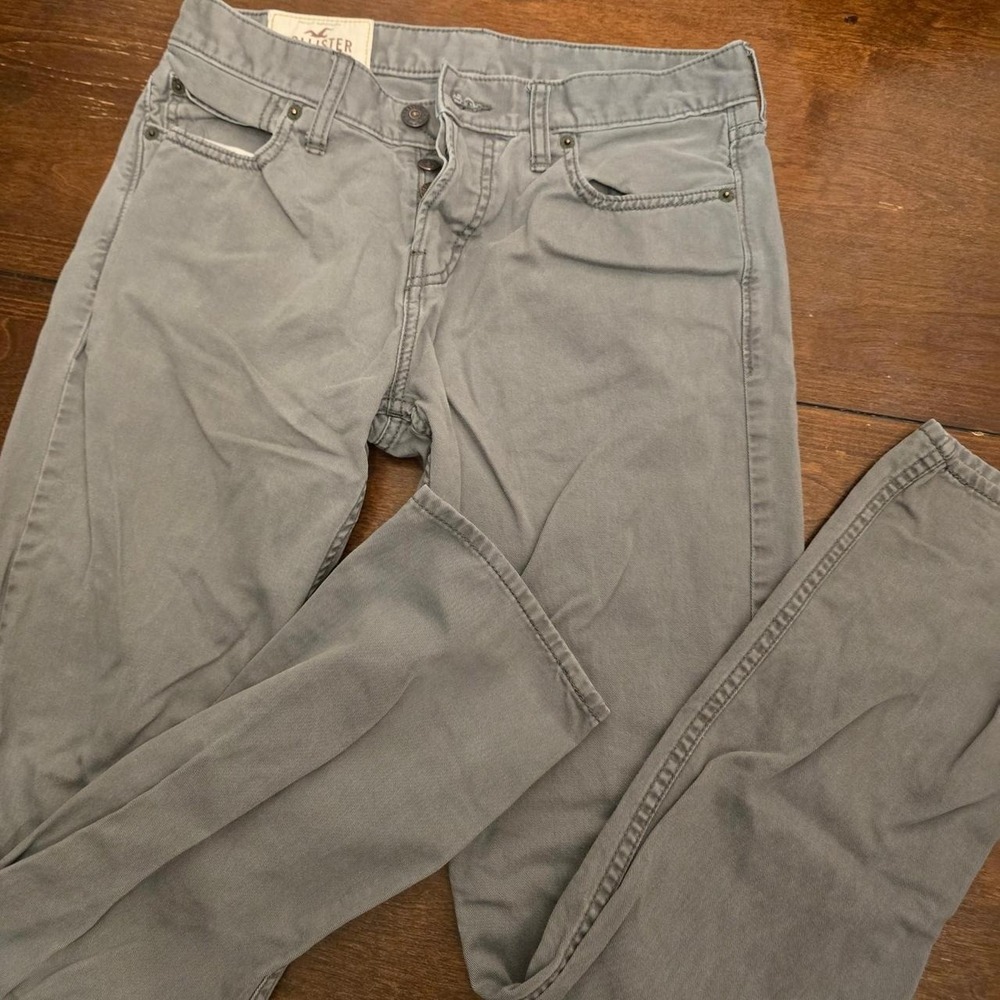 Hollister men's washed grey straight-leg cotton pants size 30x32